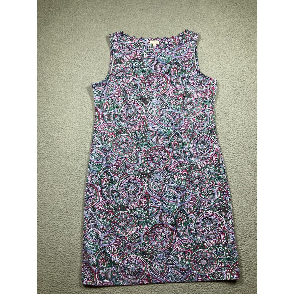 Talbots Dress Womens X Multi Color Paisley Sleeveless Knee Length Jersey Stretch